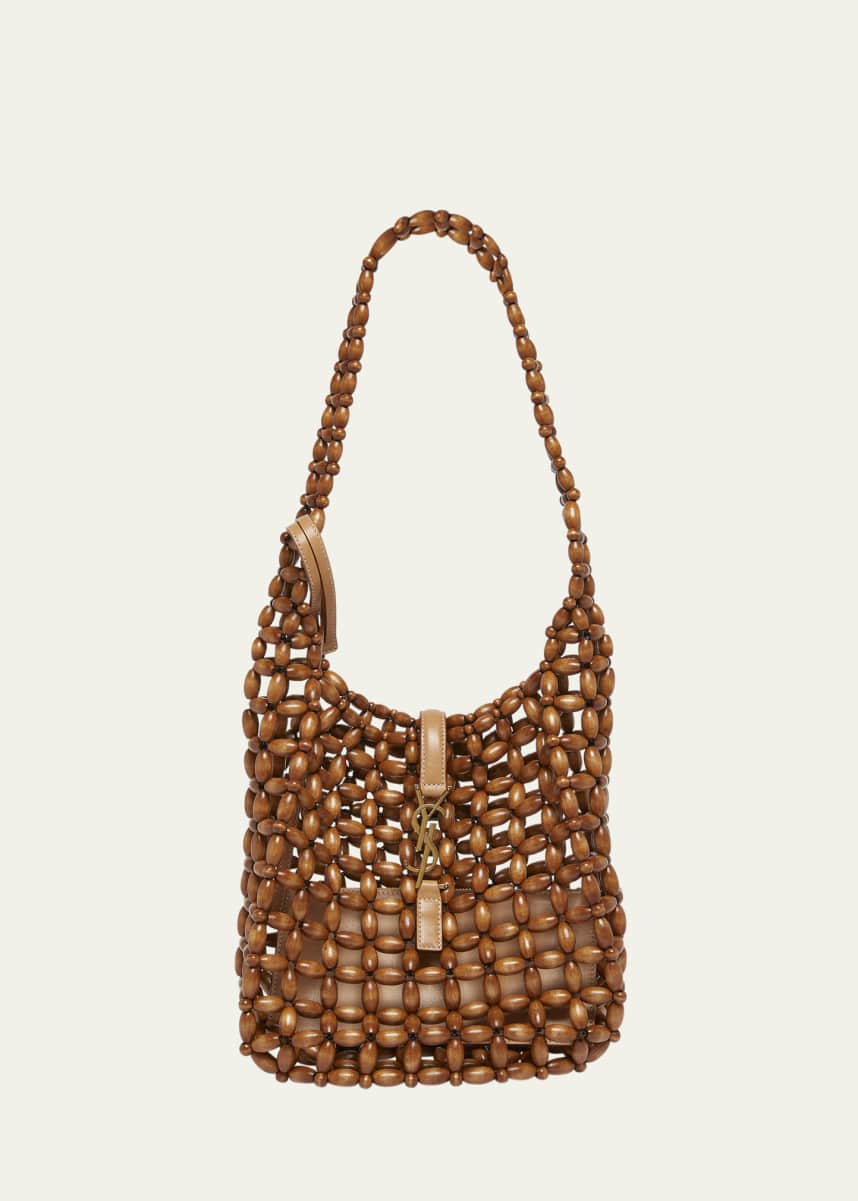 Saint Laurent Le 5 A 7 YSL Beaded Wood Hobo bag