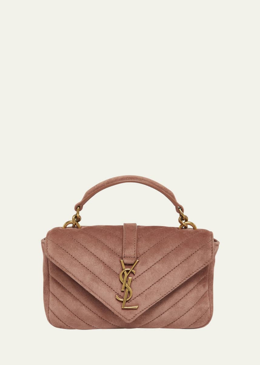 Saint Laurent College Mini Chain Shoulder Bag in Suede