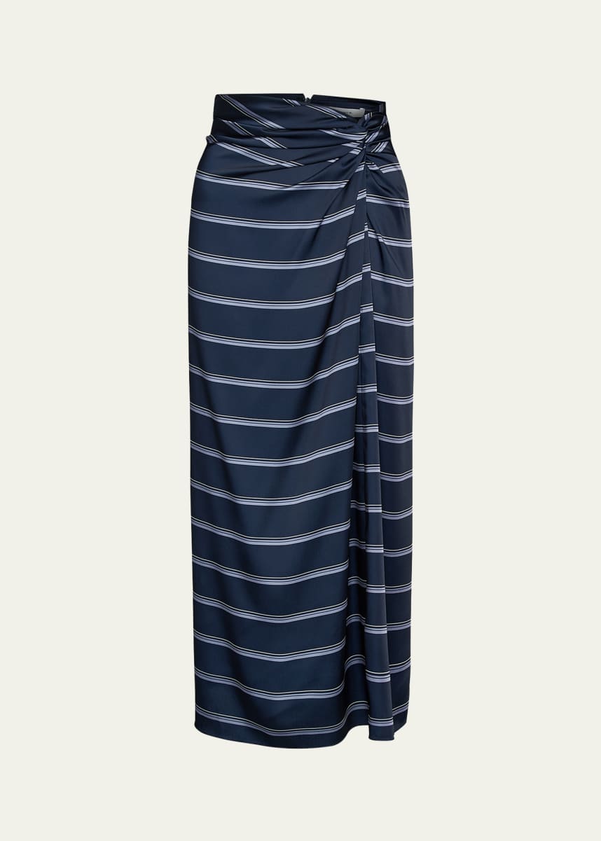 Vince Gathered Rugby Stripe Midi Skirt