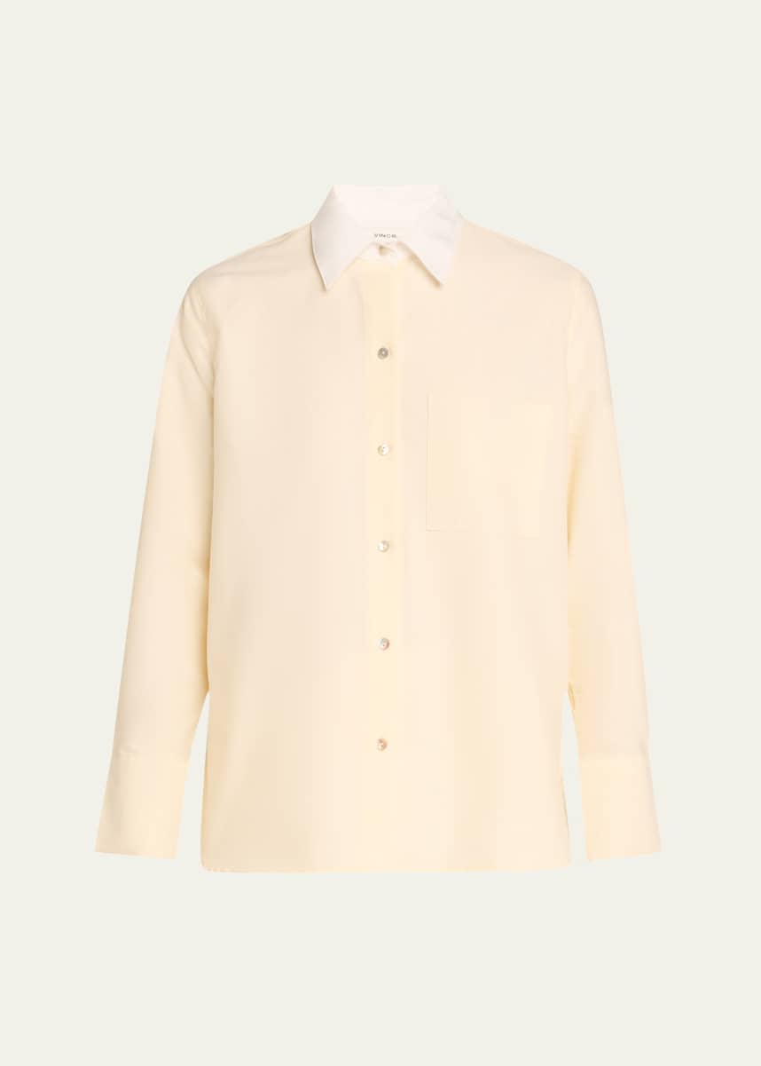 Vince Classic Oxford Shirt with Contrast Collar