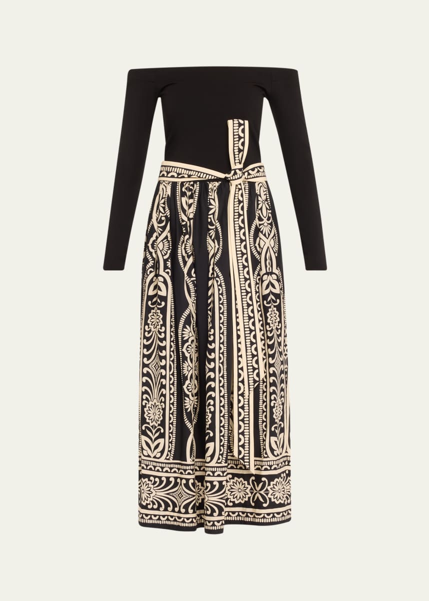 Cara Cara Imani Off-The-Shoulder Mixed Ponte Dress