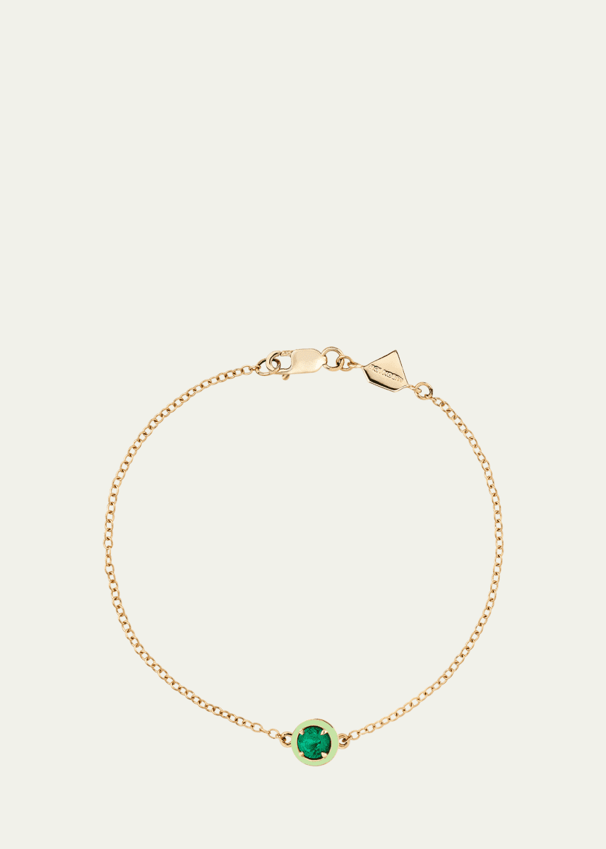 Alison Lou Round Emerald Cocktail Bracelet in 14K Yellow Gold