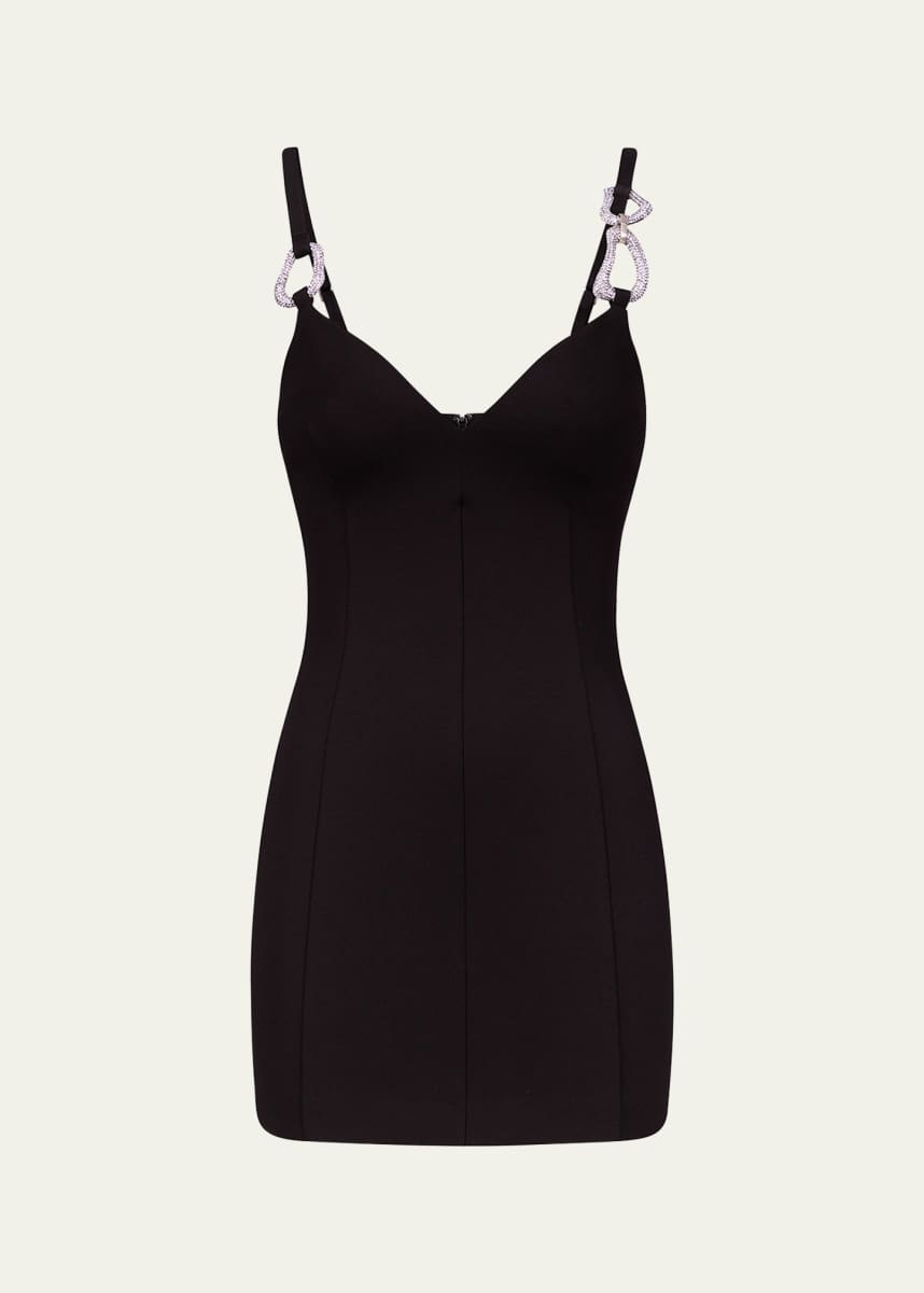 AREA Crystal-Link Strap Mini Dress