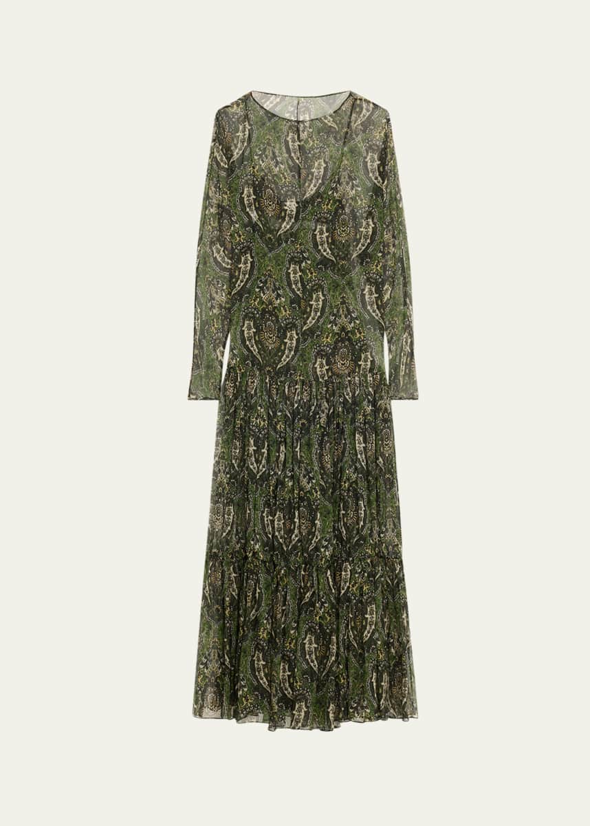 Saint Laurent Sheer Paisley Print Gown with Slip Underpinning