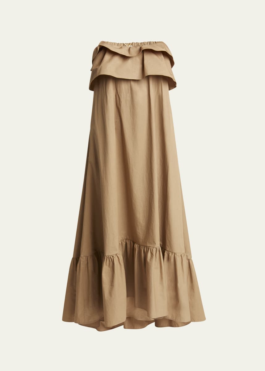 Saint Laurent Long Strapless Ruffled Dress