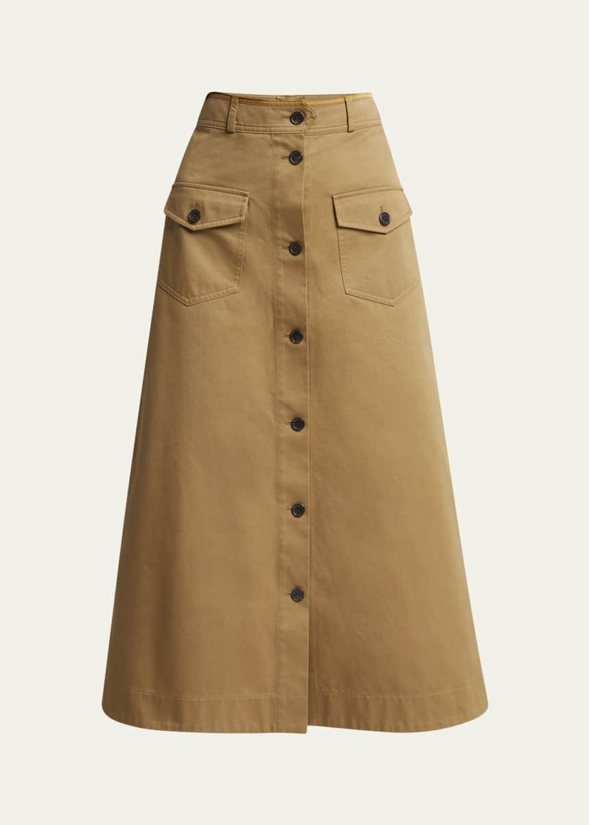 Saint Laurent Button Down Midi Skirt
