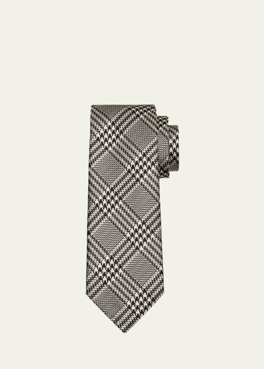 TOM FORD Men's Houndstooth Check Mulberry Silk Tie
