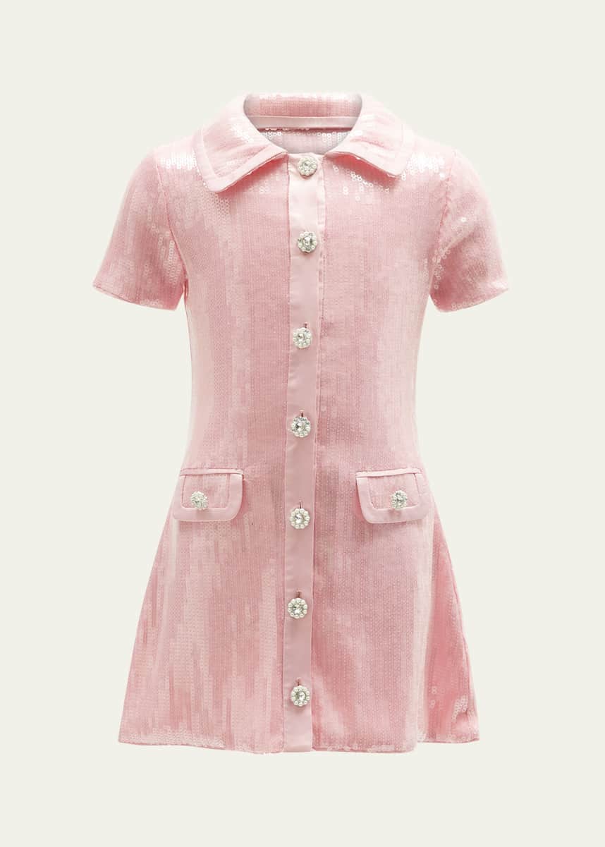 Bardot Junior Girl's Noah Sequin Button-Front Mini Dress, Size 4-16