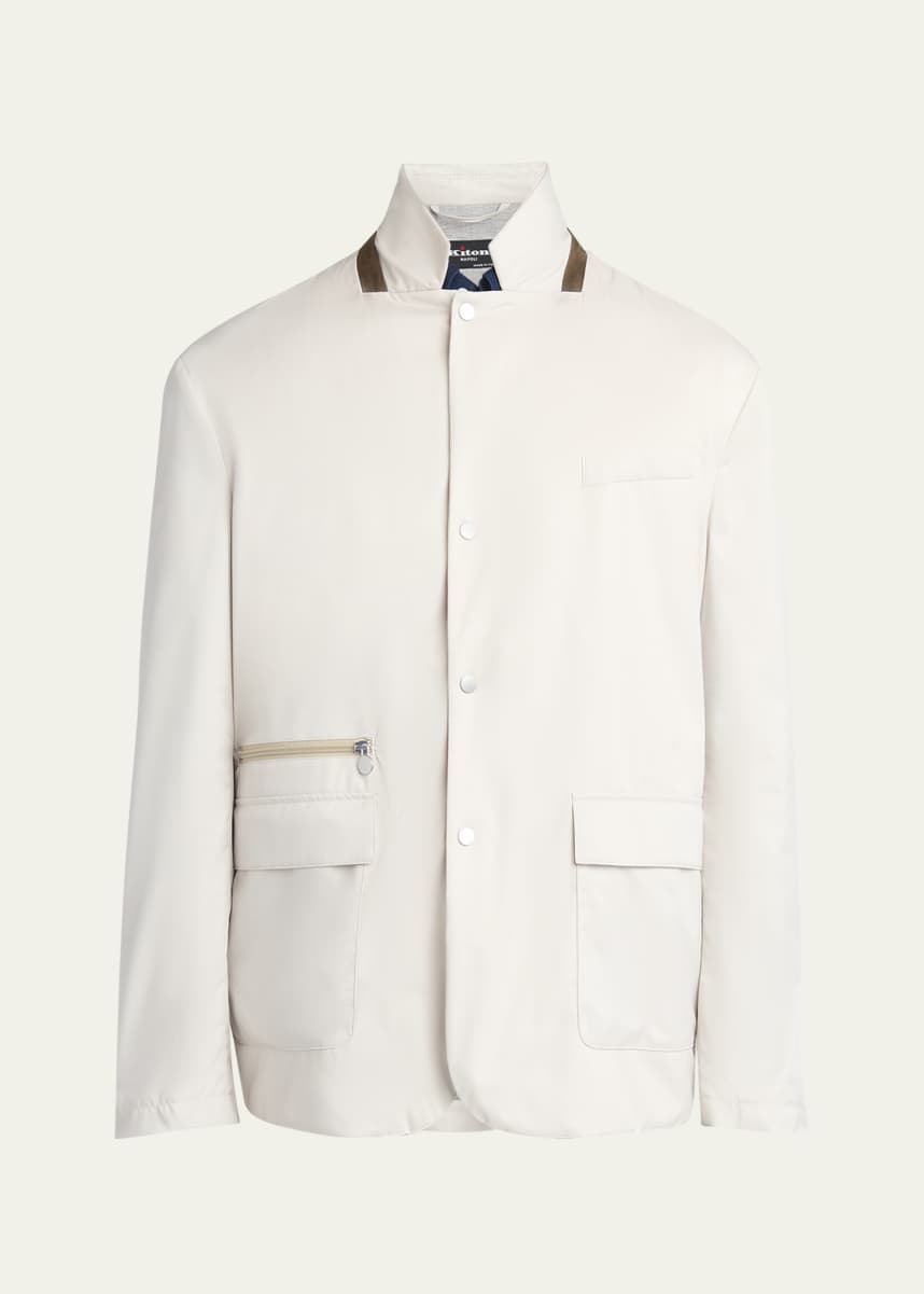 Kiton Men's Leather Full-Zip Overshirt Jacket