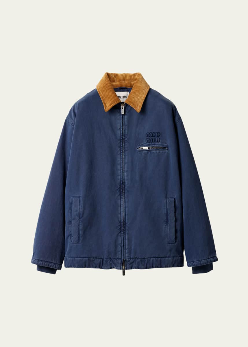 Miu Miu Cotton Trucker Jacket with Corduroy Collar