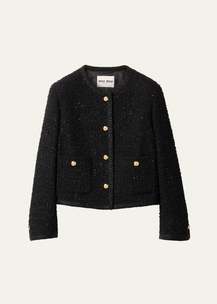 Miu Miu Metallic Wool Cropped Jacket