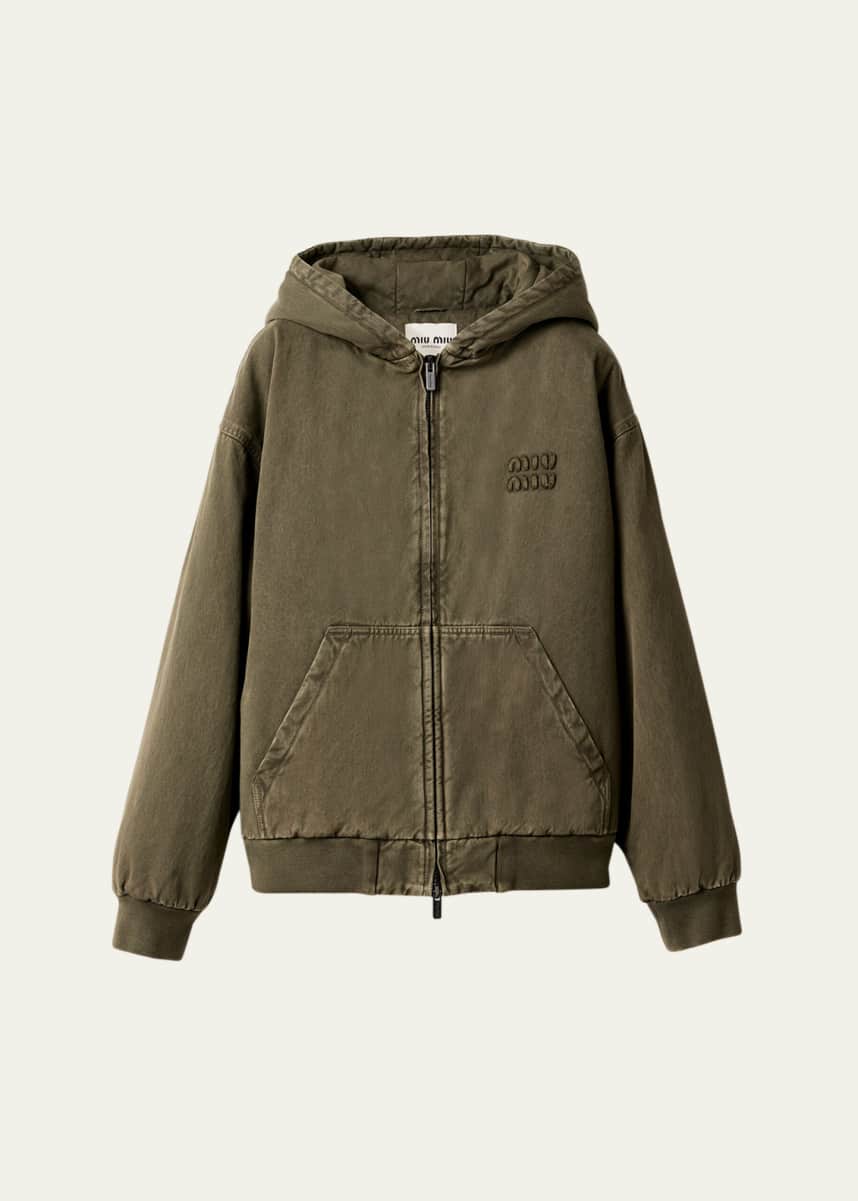 Miu Miu Hooded Zip Up Bomber Jacket