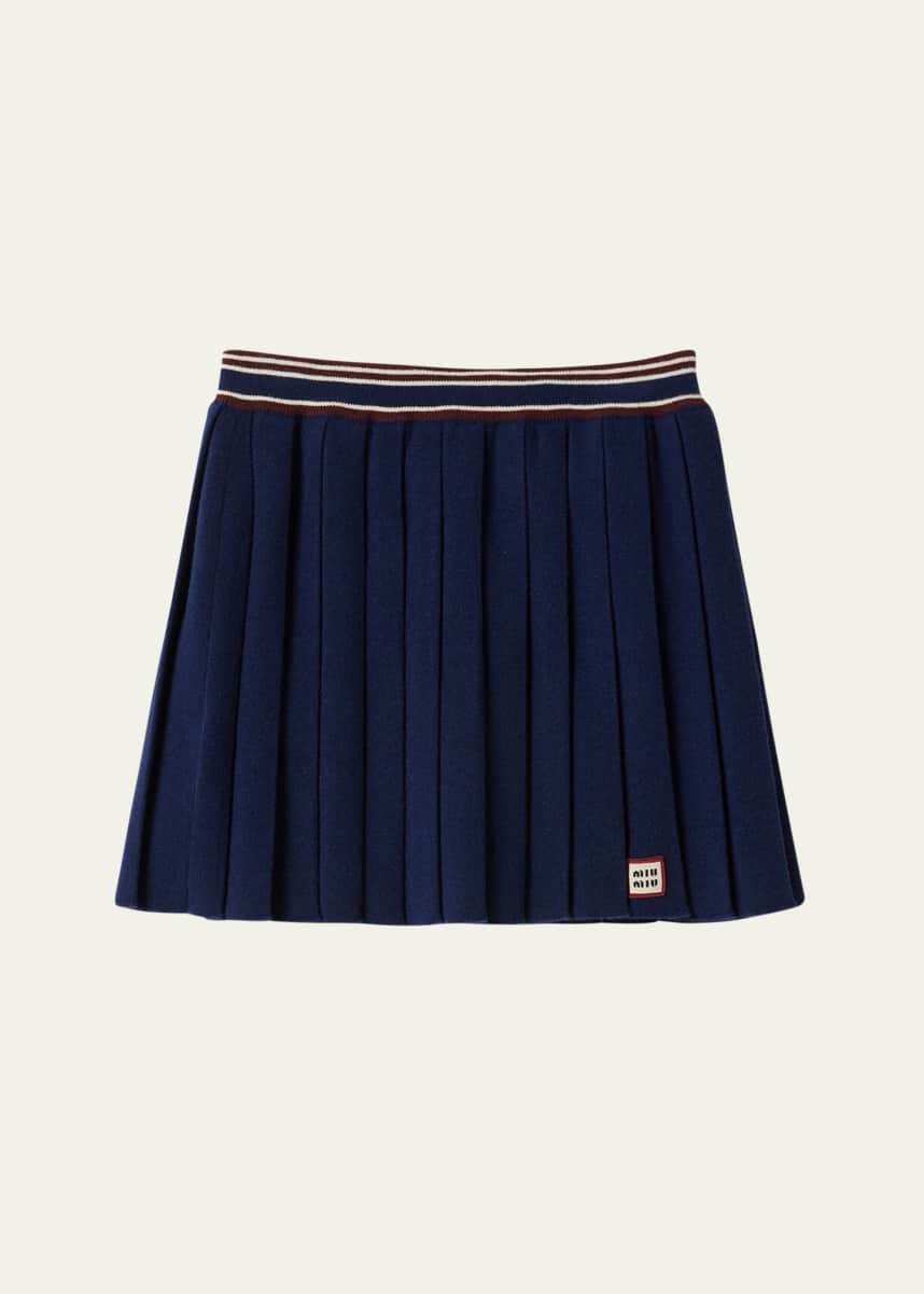 Miu Miu Pleated Wool Cashmere Mini Skirt