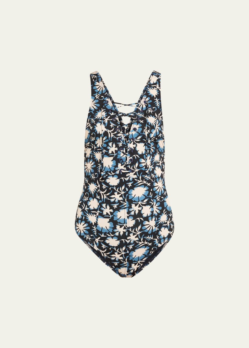 Ulla Johnson Halia Lace-Up One-Piece Swimsuit