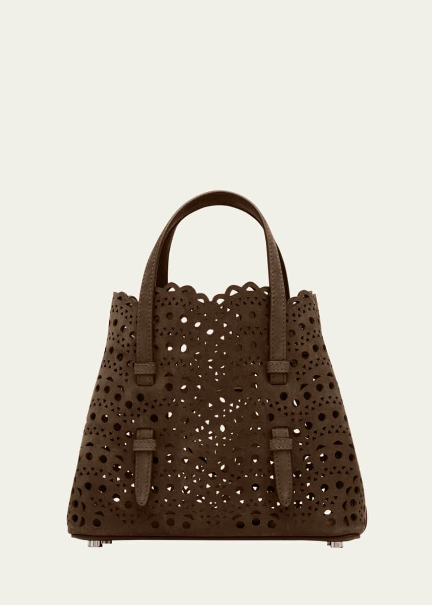 ALAIA Mina 20 Top-Handle Bag in Perforated Suede