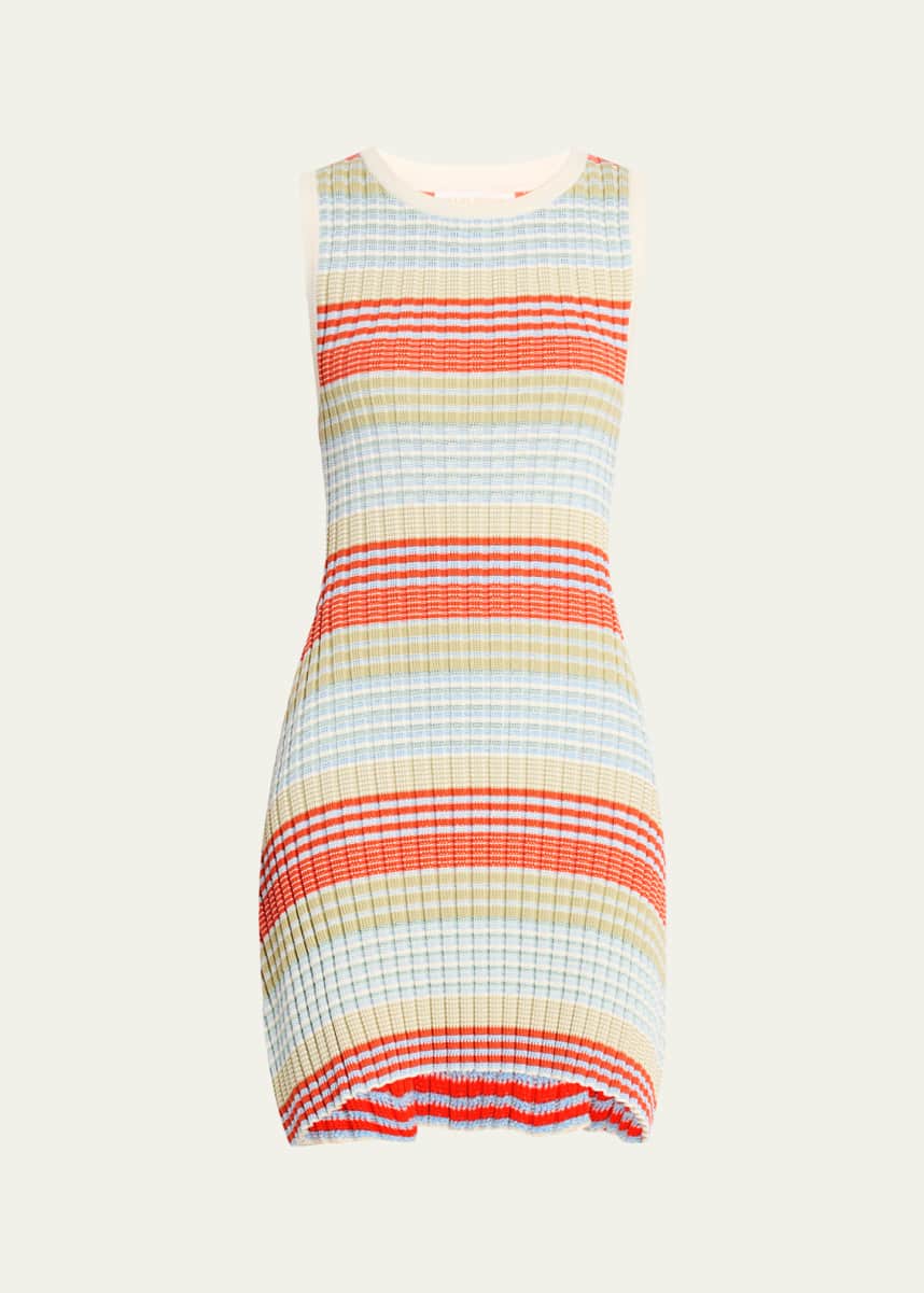 Ramy Brook Cailin Striped Rib-Knit Mini Dress