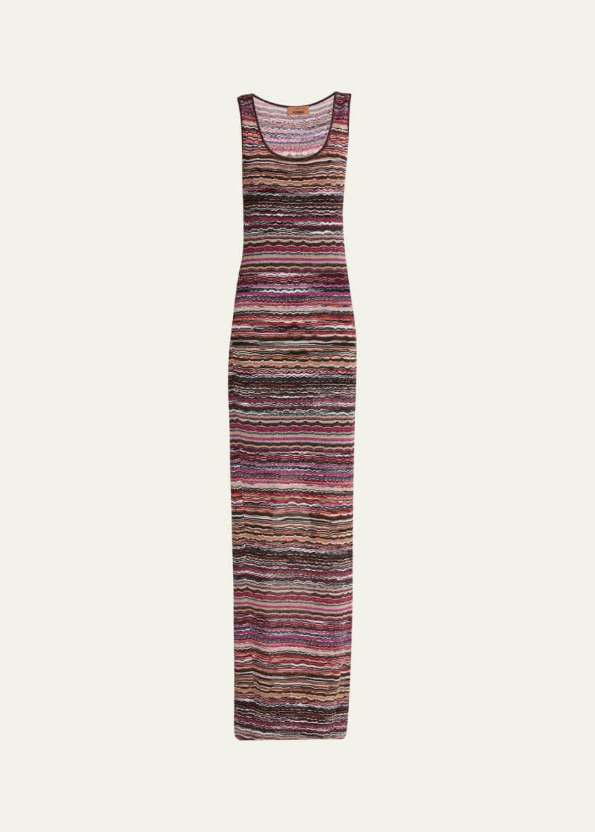 Missoni Metallic Wavy Chevron Scoop-Neck Sleeveless Maxi Dress
