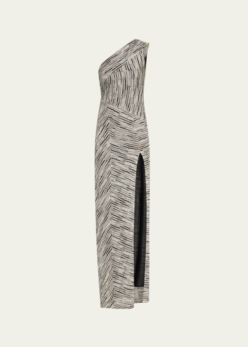 Missoni One-Shoulder Zigzag Woven Gown
