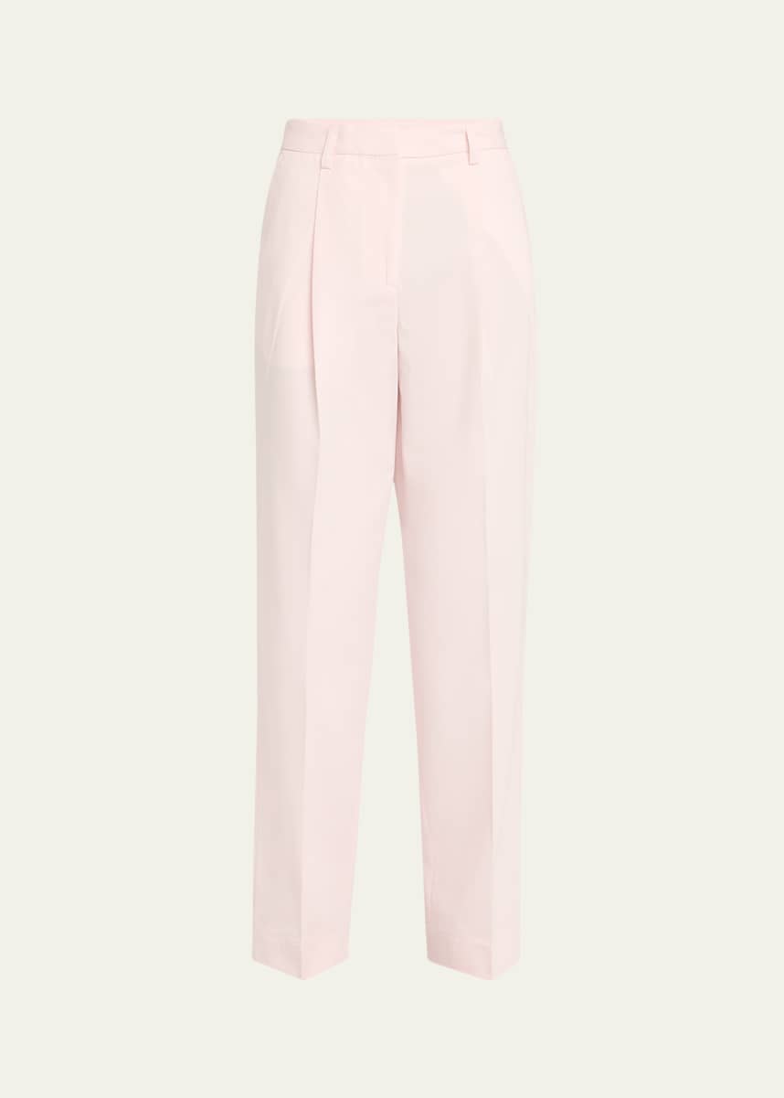 Toteme Slant-Pocket Pleated Straight-Leg Cotton Trousers