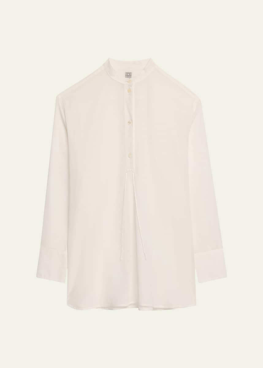 Toteme Stand-Collar Tassel Cotton Voile Shirt