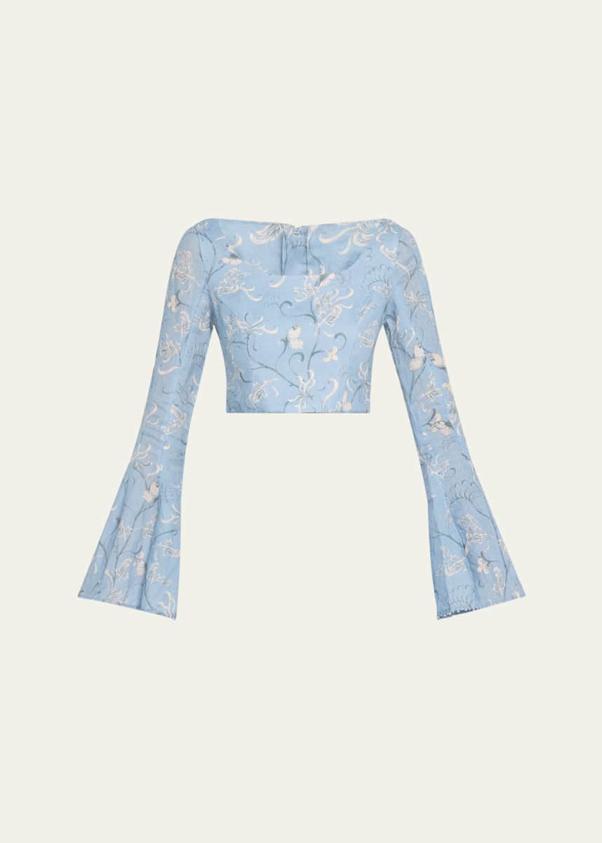 Agua by Agua Bendita Lymanopoda Limoncillo Linen Cropped Top