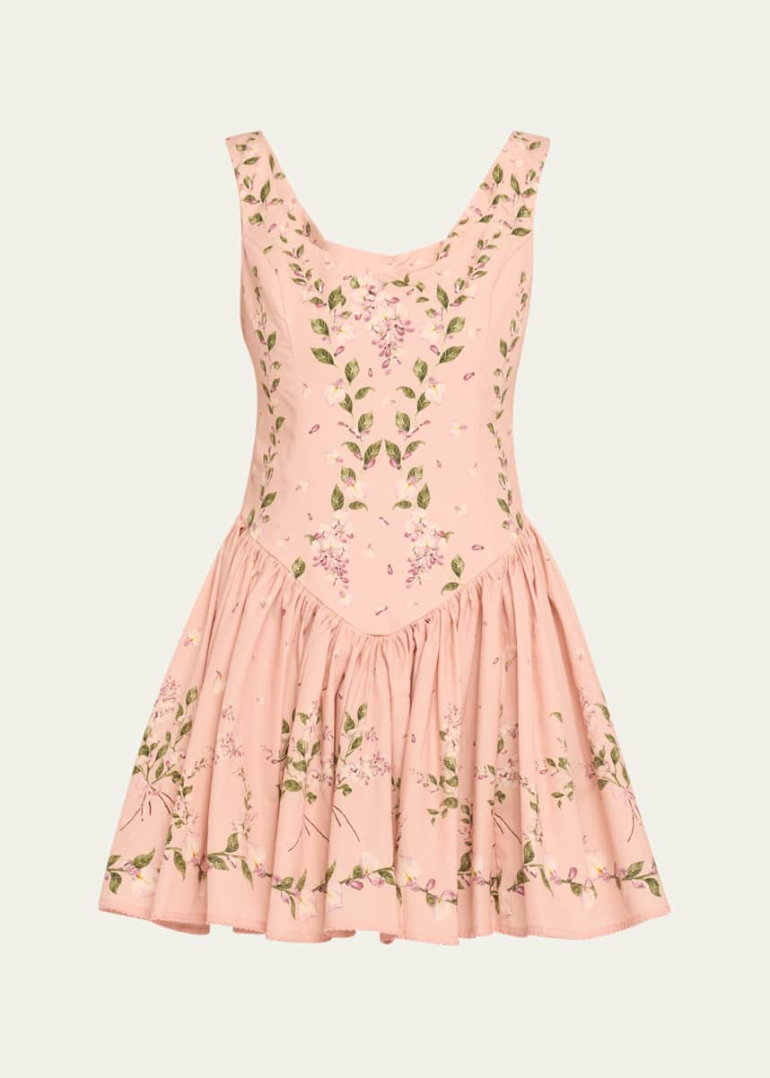 Agua by Agua Bendita Pluma Wisteria Drop-Waist Mini Dress