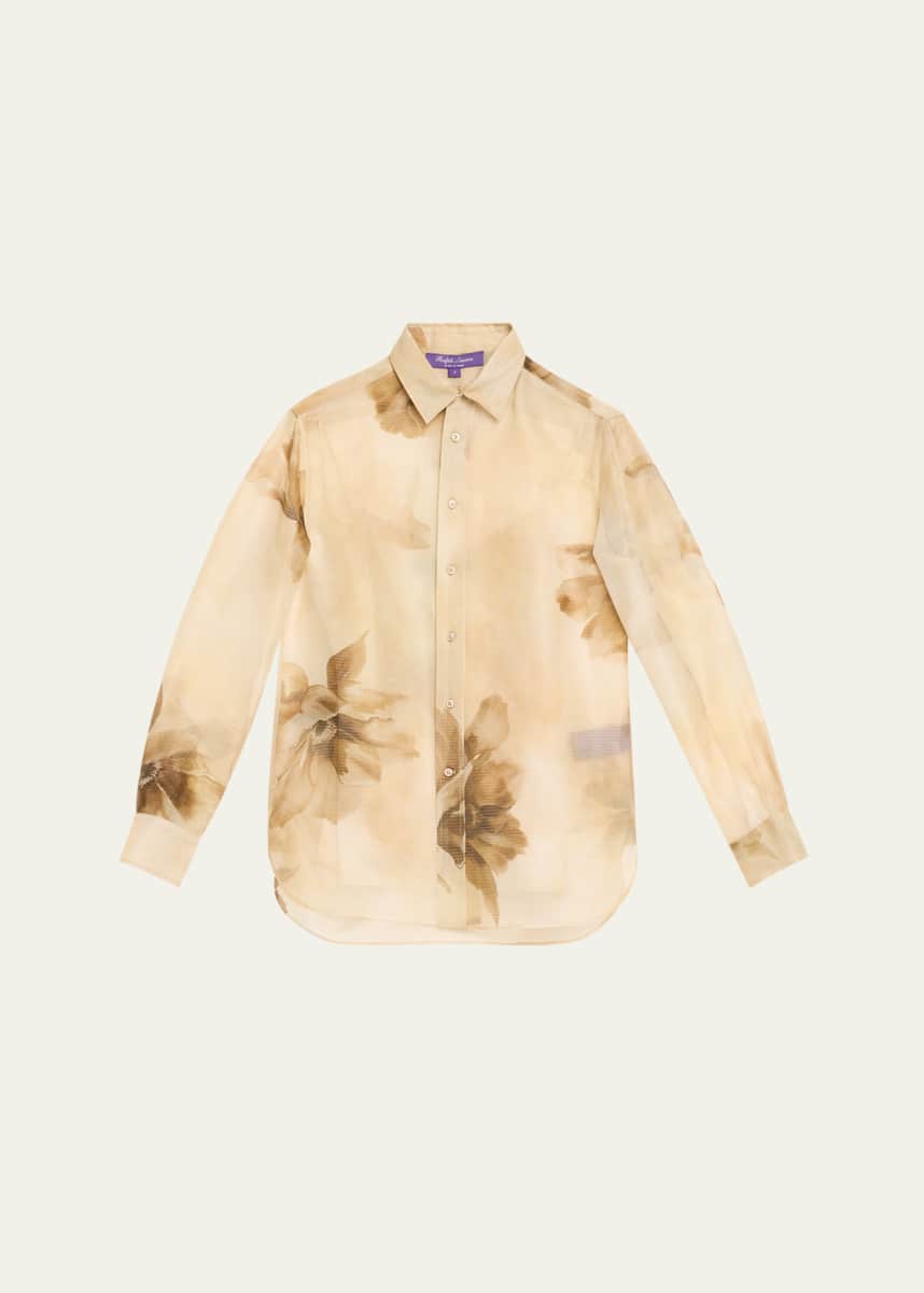 Ralph Lauren Collection Adrienne Siena Floral Silk Button-Down Shirt
