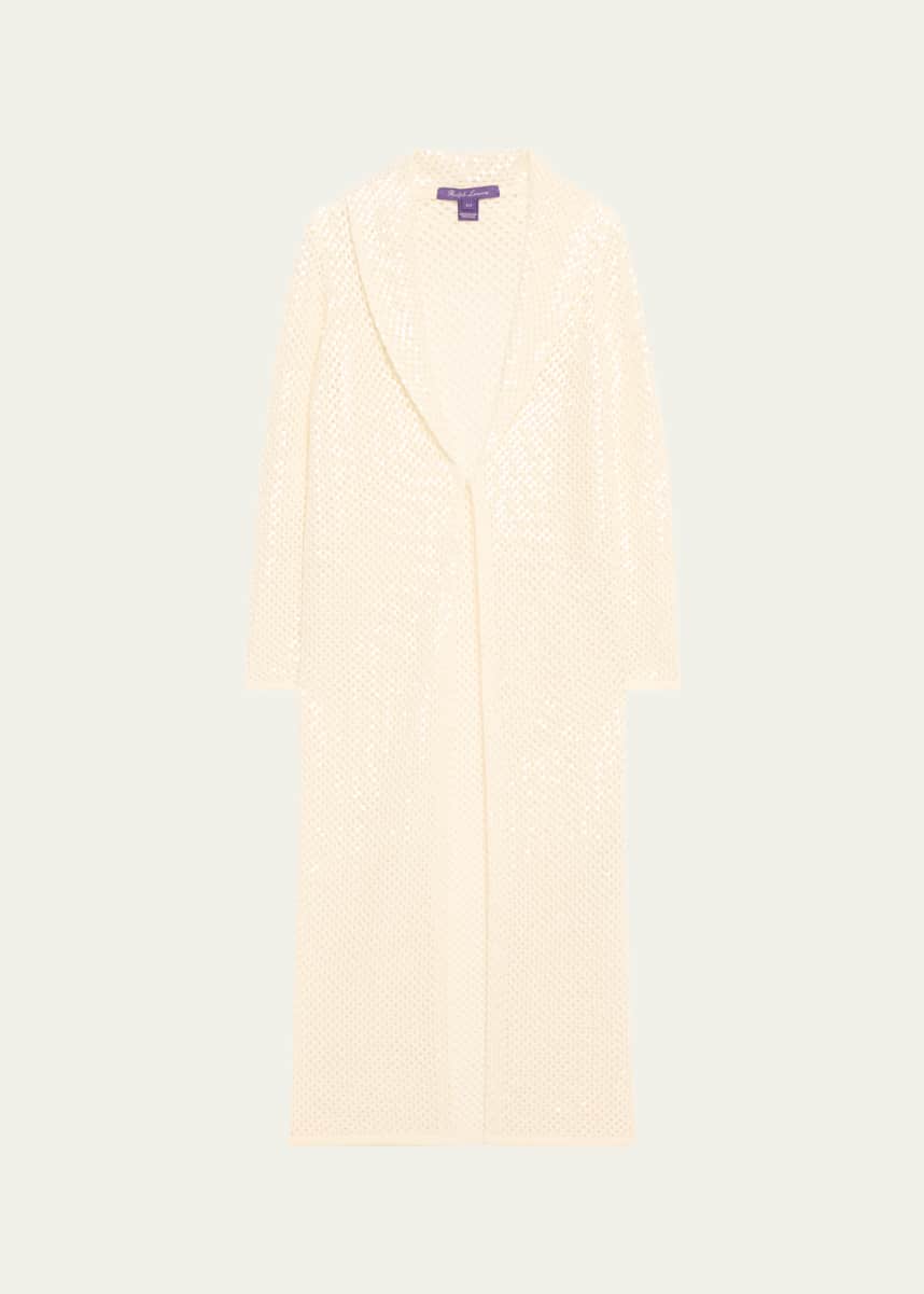 Ralph Lauren Collection Embellished Cashmere Mesh Long Cardigan