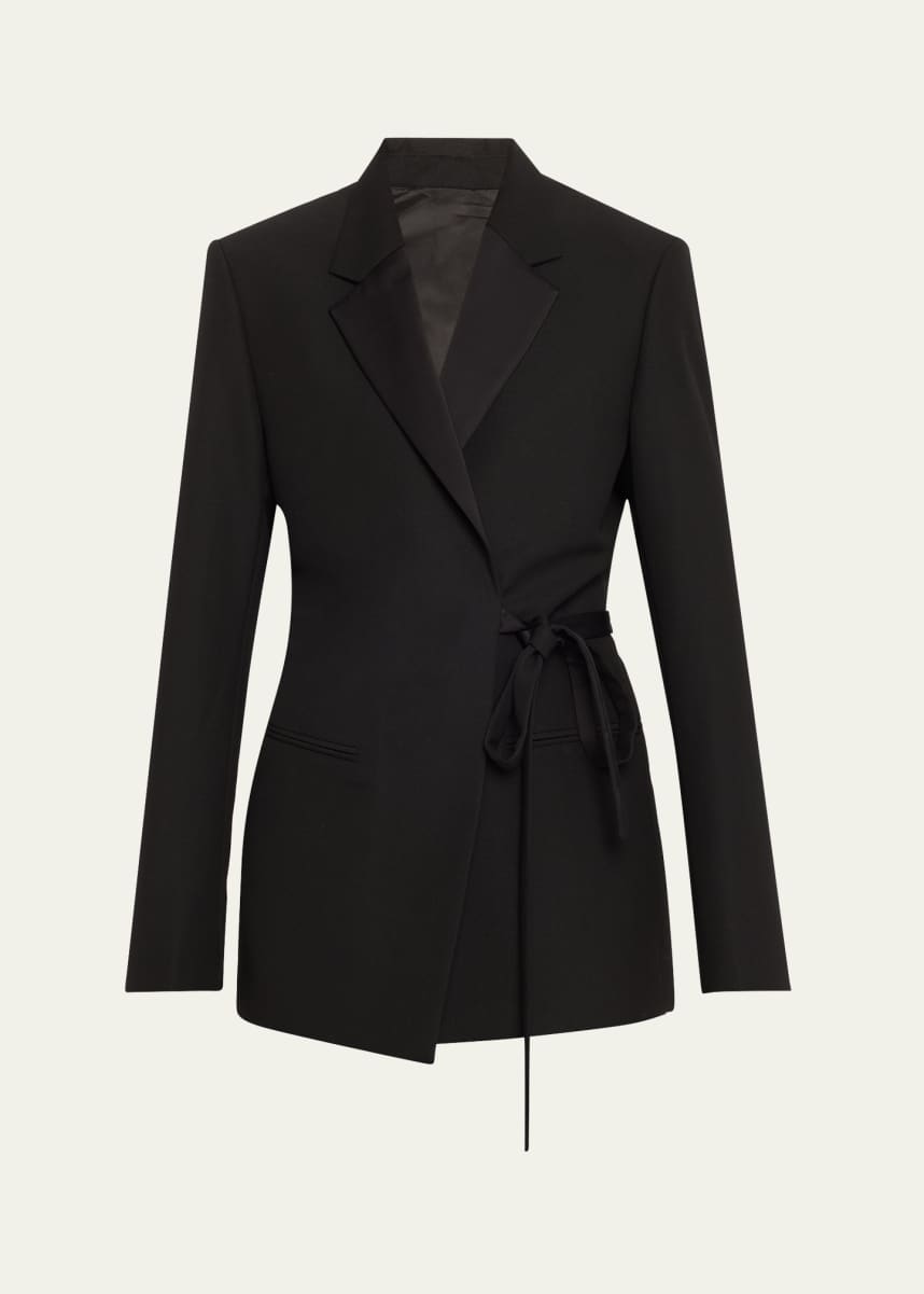 Toteme Satin Lapel Wrap Wool Blazer
