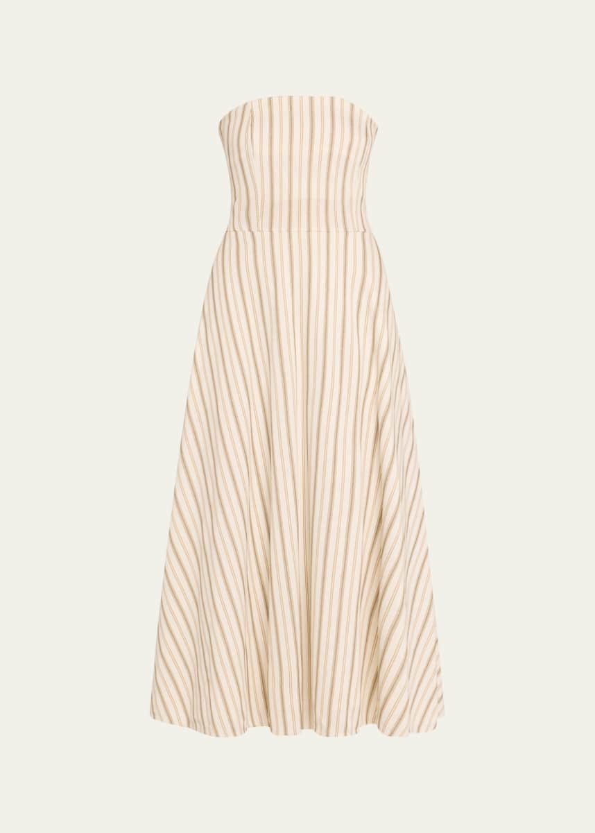 Max Mara Fervida Stripe Strapless Midi Dress