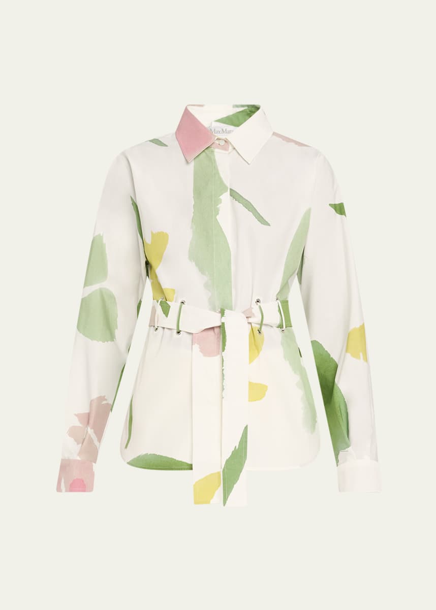 Max Mara Quiete Abstract Print Belted Top