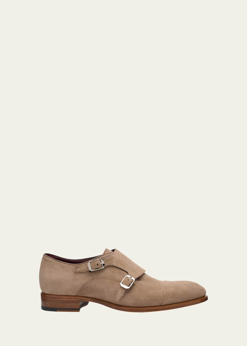Brioni Men's Milano Leather Double-Monk Strap Loafers