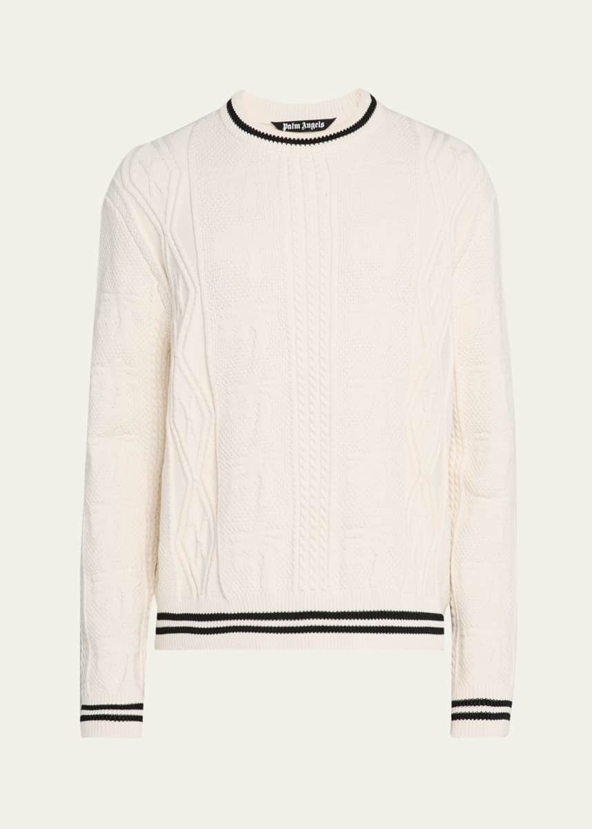 Palm Angels Men's Back-Logo Cable Sweater