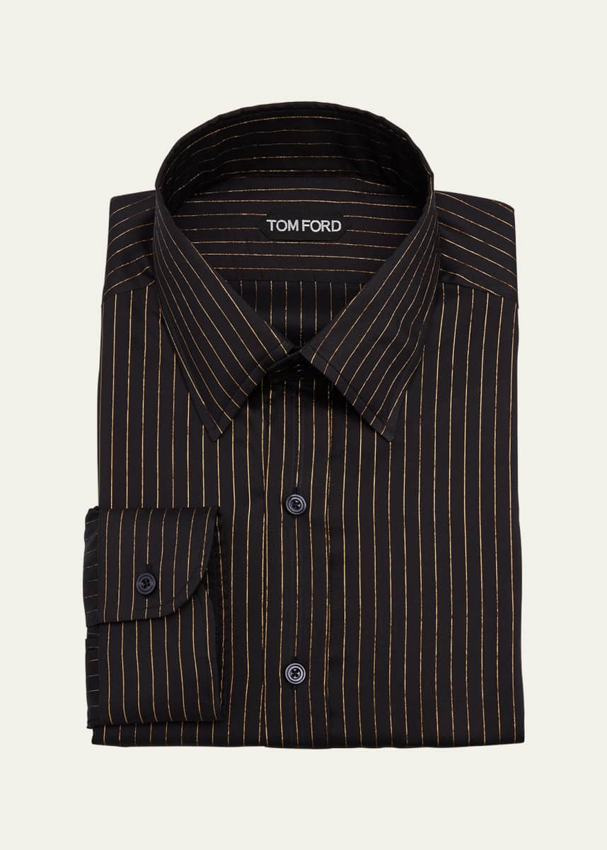 TOM FORD Men's Stripe Silk Slim Fit Dress Shirt
