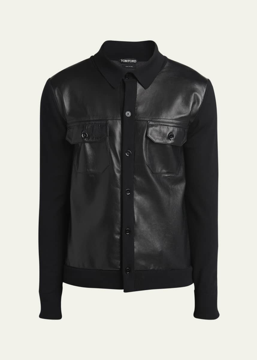TOM FORD Men's Leather and Wool Overshirt