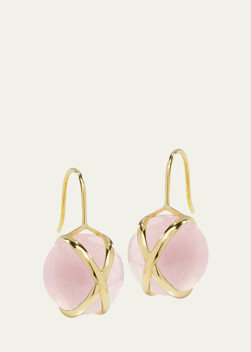 L. Klein Prisma 18K Yellow Gold Rose Quartz Drop Earrings