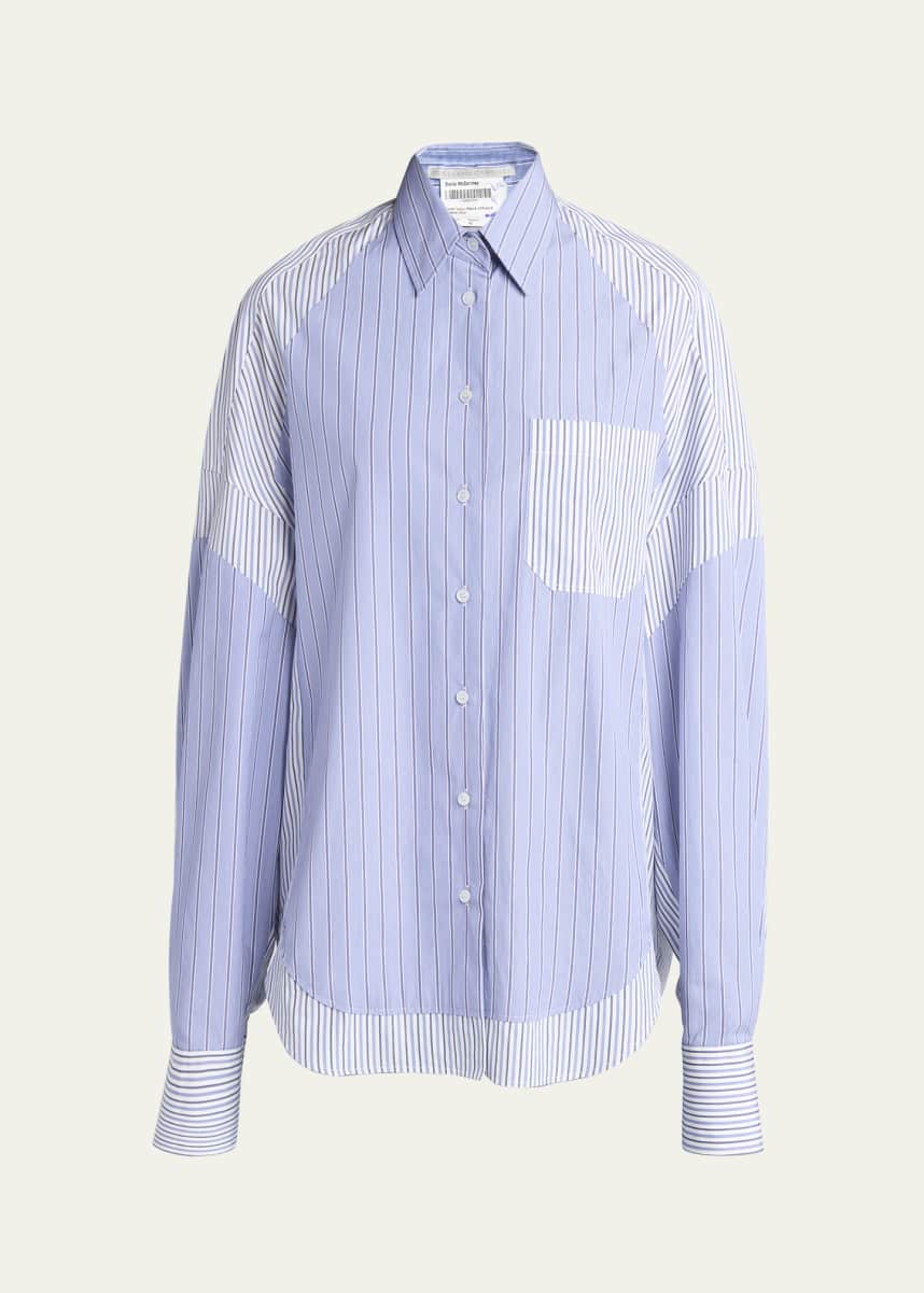 Stella McCartney Multi Striped Patchwork Balloon-Sleeve Blouse