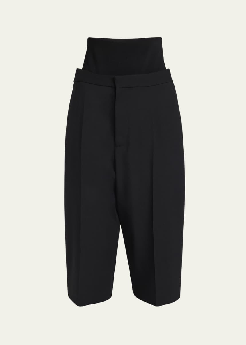 ALAIA Knit Waistband Long Wool Trouser Shorts