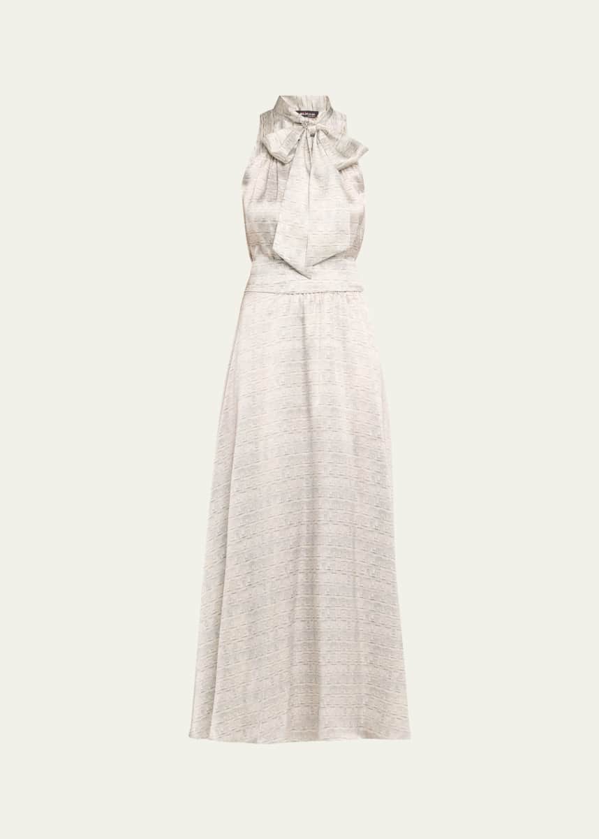 Kiton Long Printed Silk Sleeveless Dress with Scarf