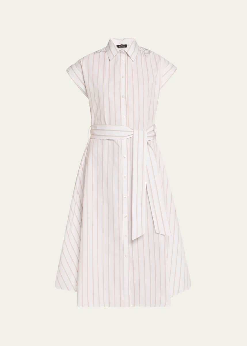 Kiton Striped Cotton Poplin Midi Shirtdress