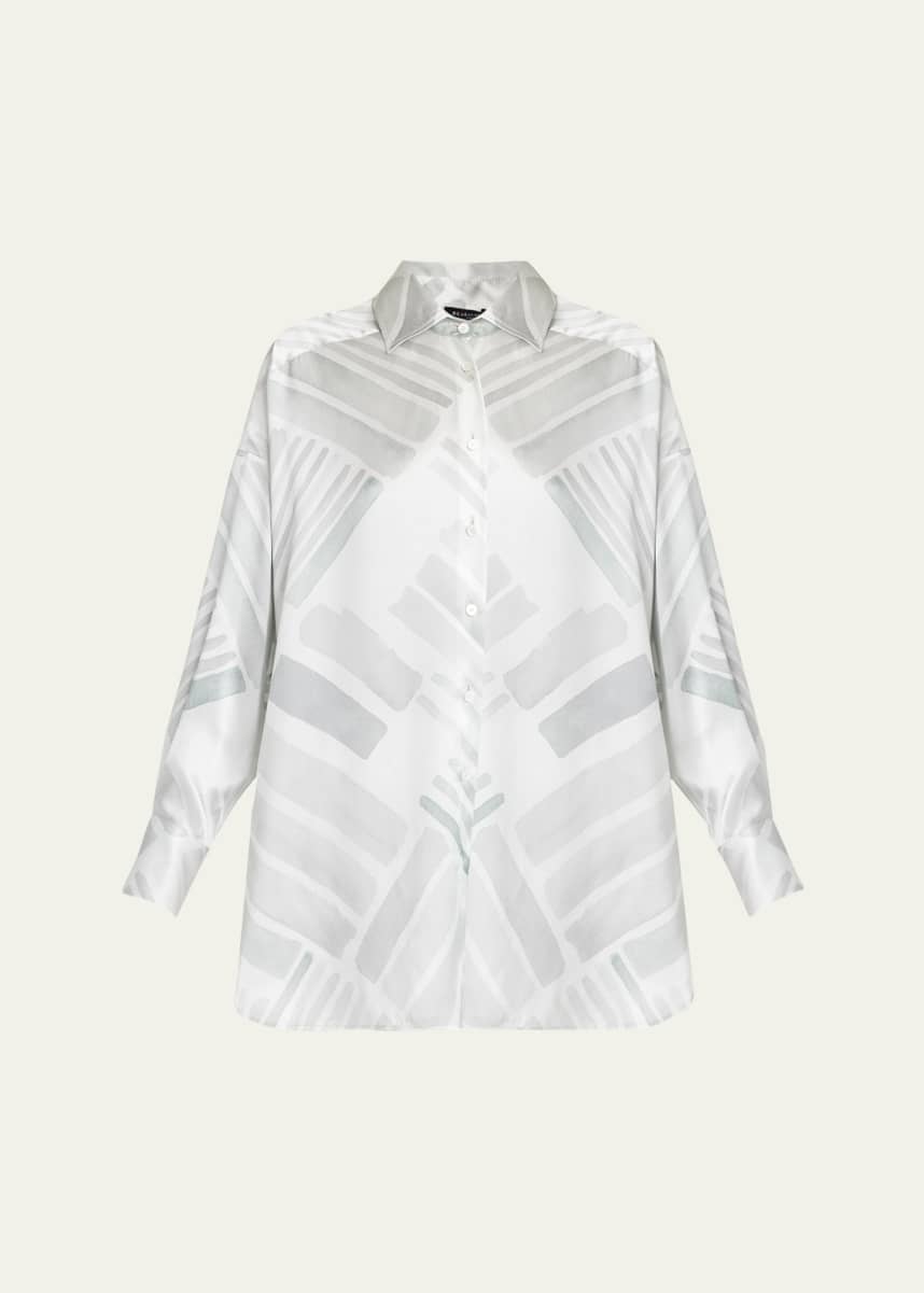 Kiton Printed High-Low Silk Blouse