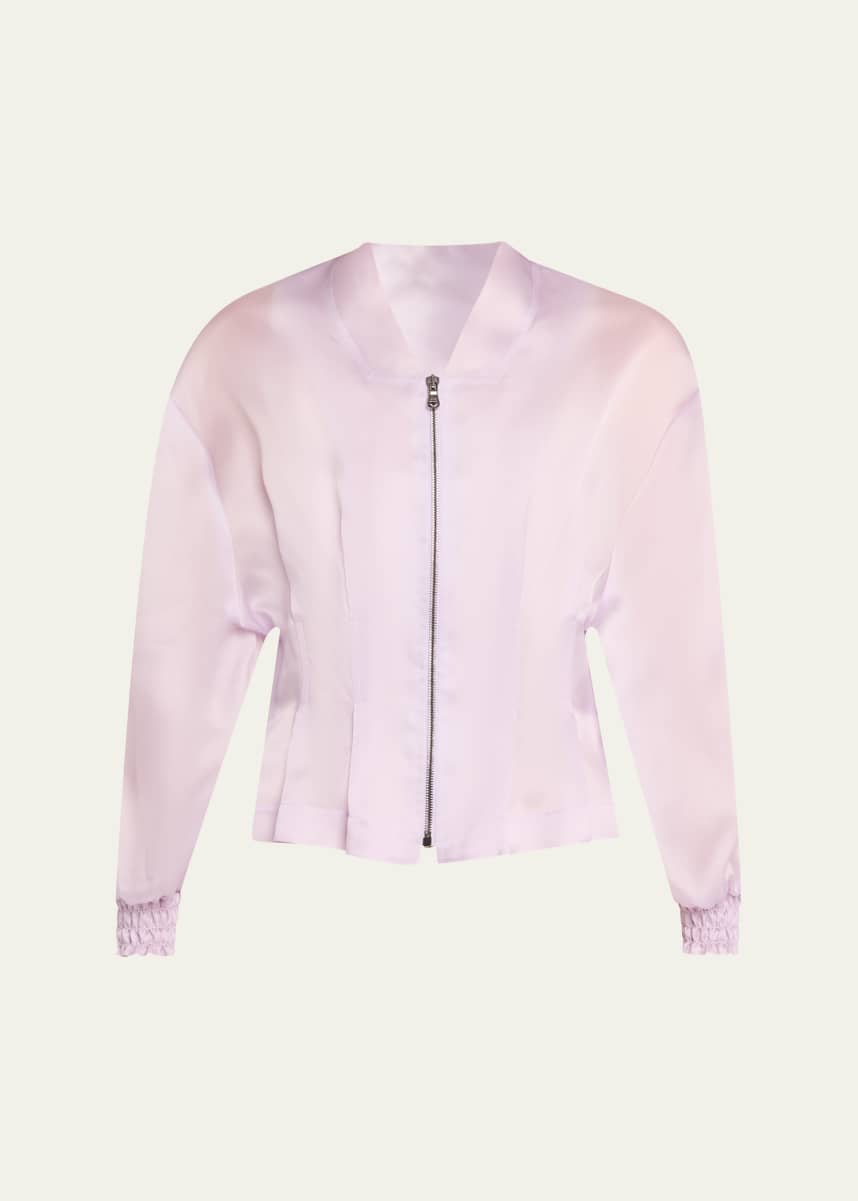 Bach Mai Nipped Waist Sheer Silk Bomber Jacket