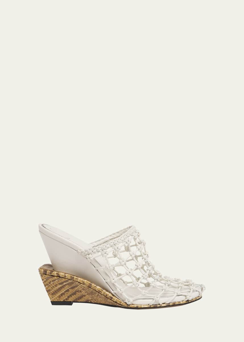 Jacquemus Les Doubles Snake-Print Tresses Wedge Mules