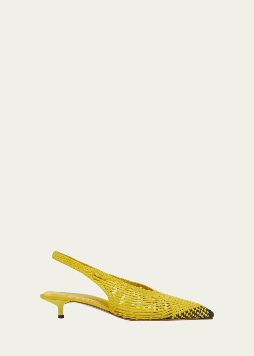 Jacquemus Les Cubisto Woven Leather Slingback Pumps