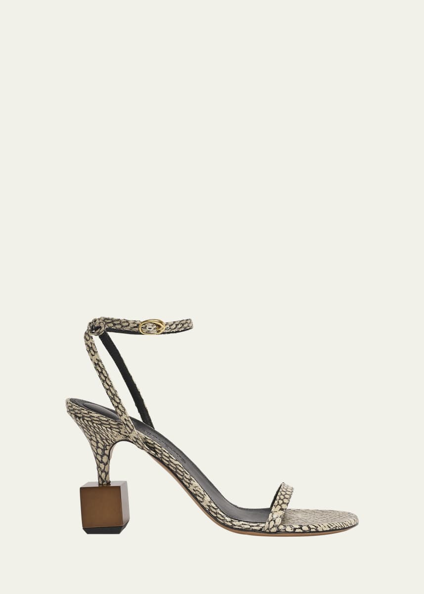 Jacquemus The Bisou Geometric Snake-Embossed Leather Sandals