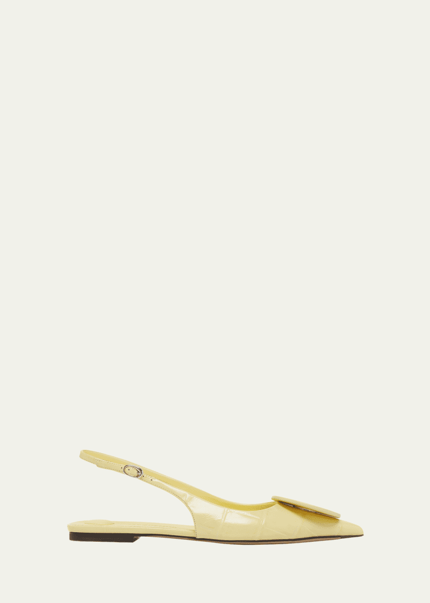 Jacquemus Slingback Croc-Embossed Leather Flats