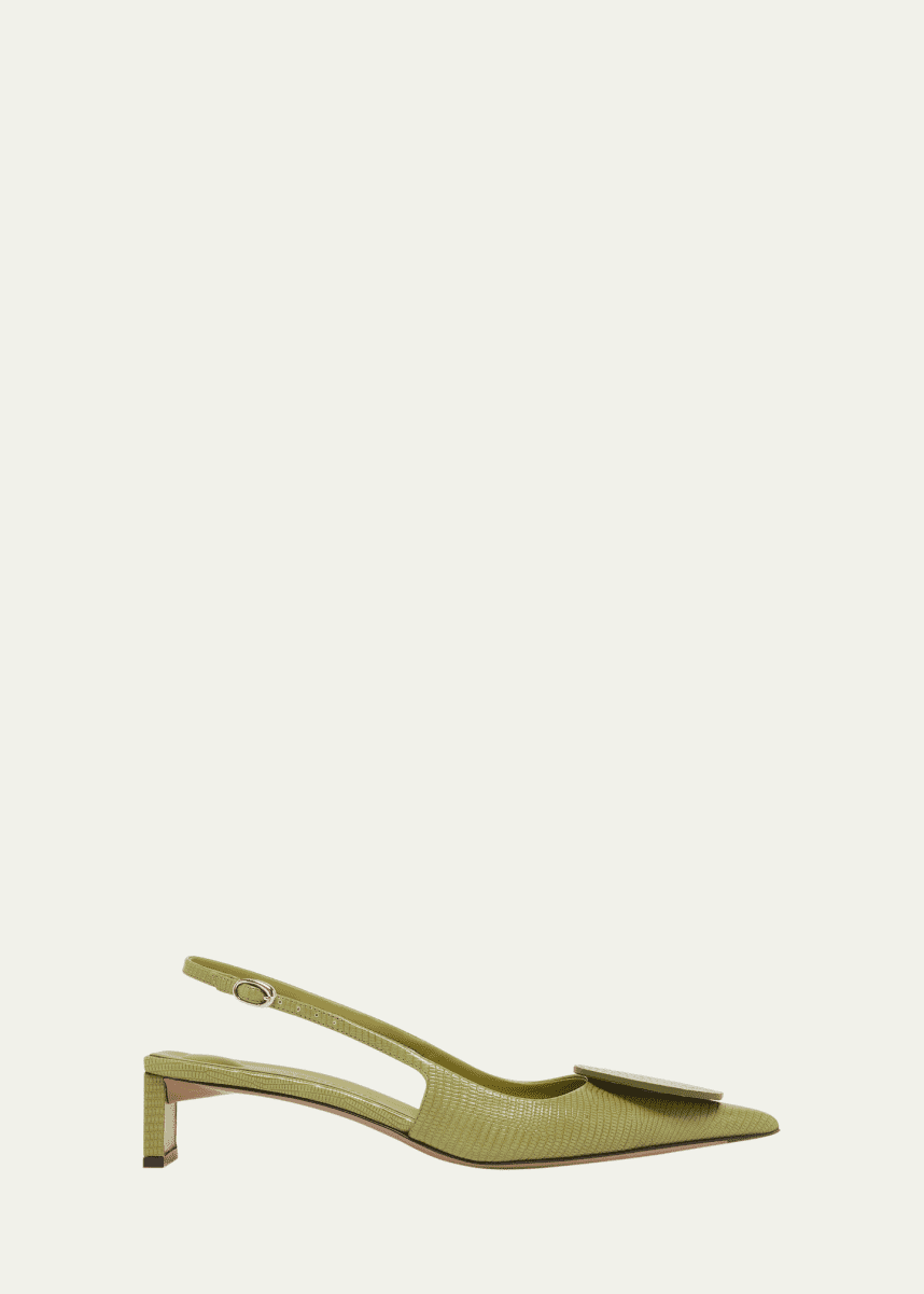 Jacquemus Slingback Lizard-Embossed Leather Pumps