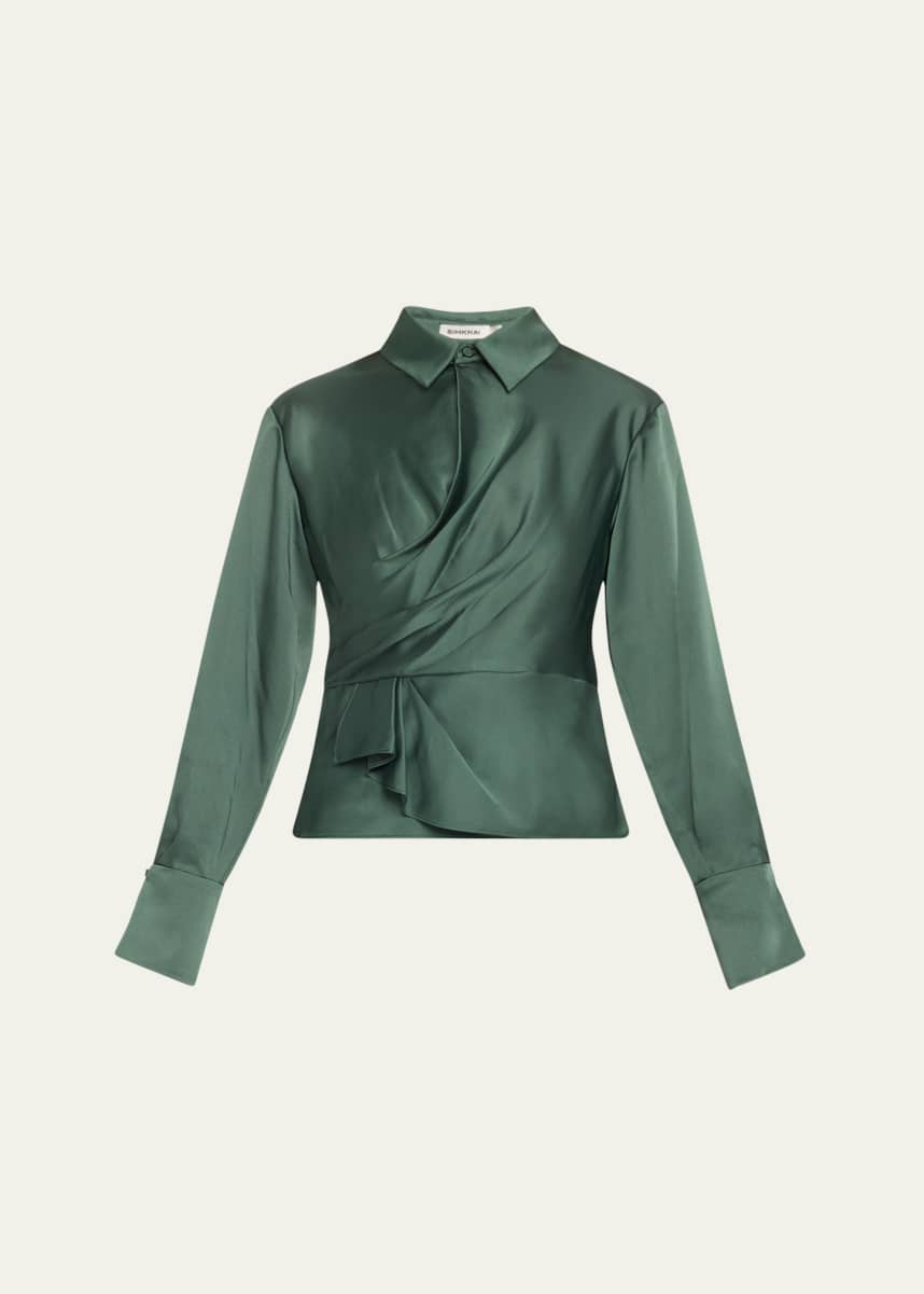 SIMKHAI Valya Satin Long-Sleeve Shirt