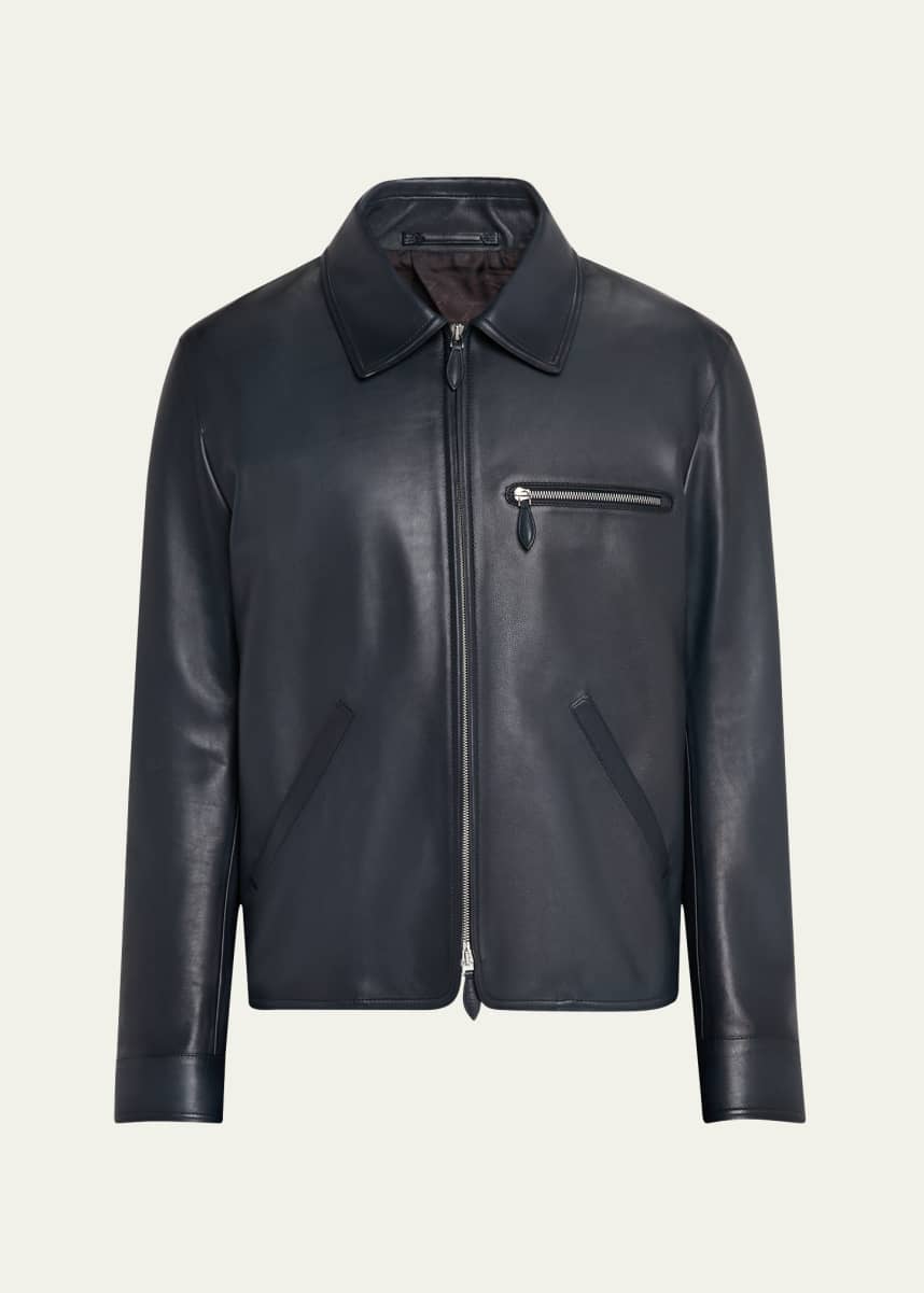 Berluti Men's Full-Zip Leather Jacket