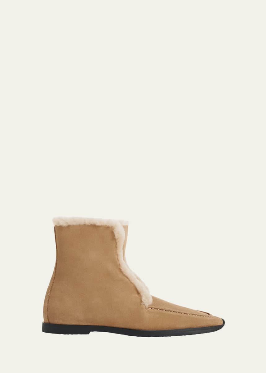 Toteme Suede Shearling Winter Booties